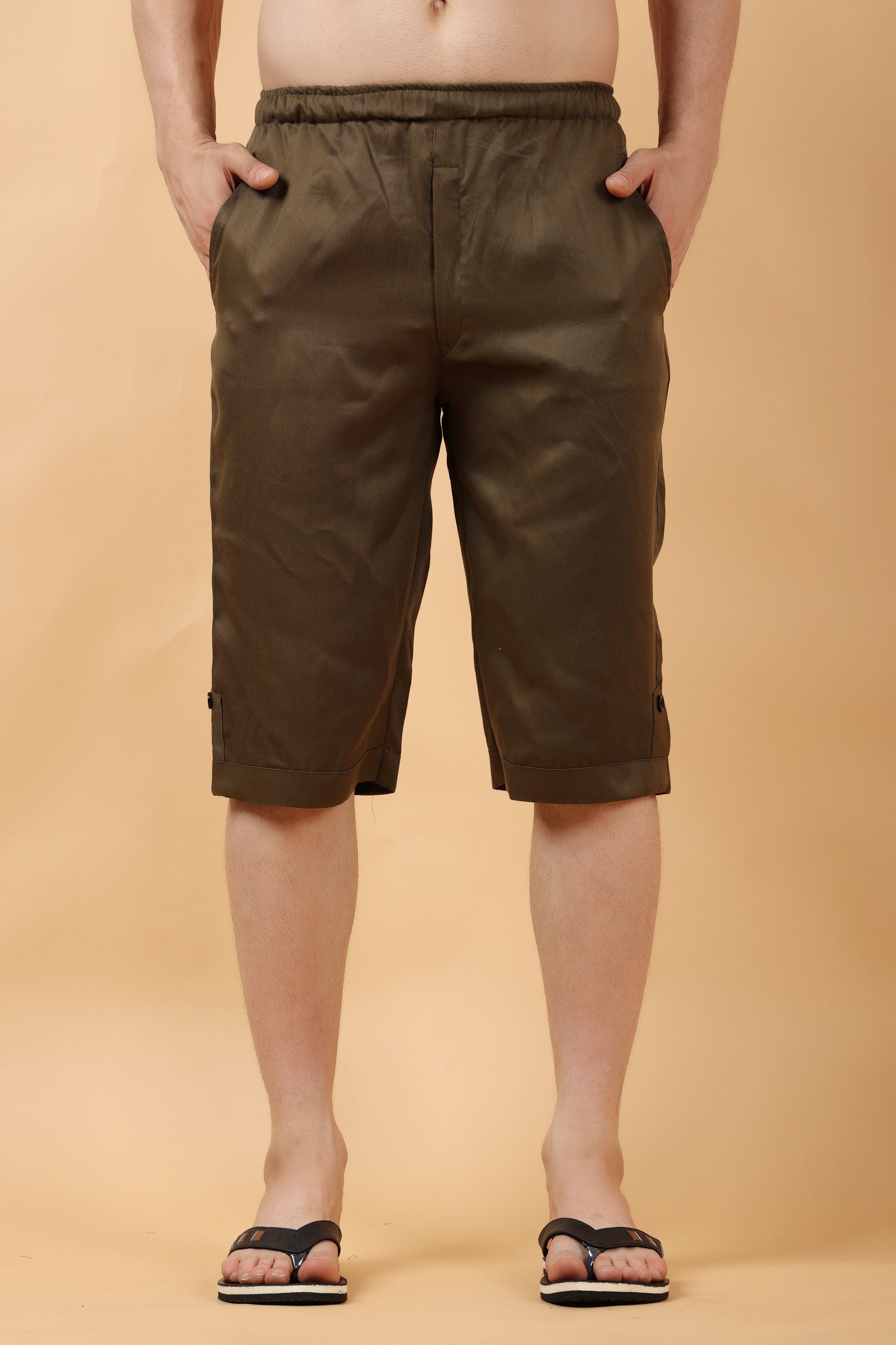 Brown Regular Fit Calf Length Plain Cotton Capri Pant For Men at Best Price  in Nashik | Raj Garments